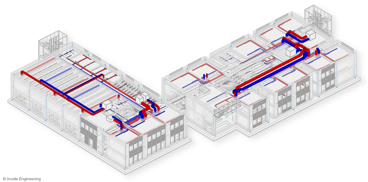 Istituto comprensivo Villa Ferro Fidenza modello BIM MEP impianti meccanici 3d