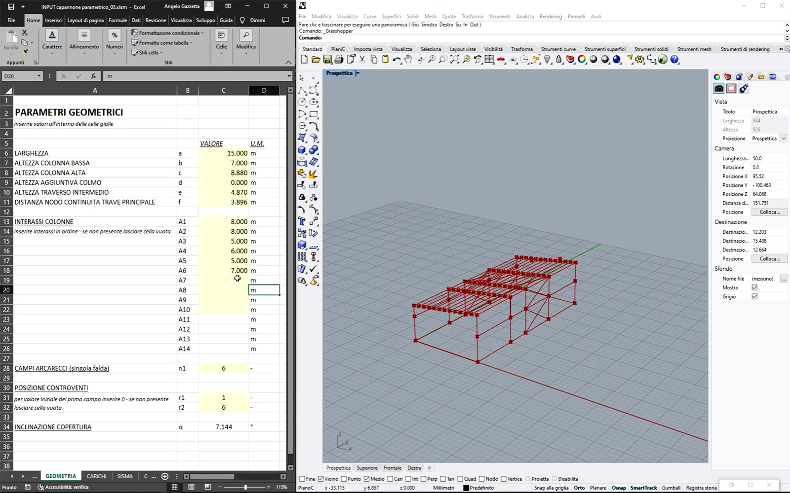 progetto parametrico struttura edificio industriale